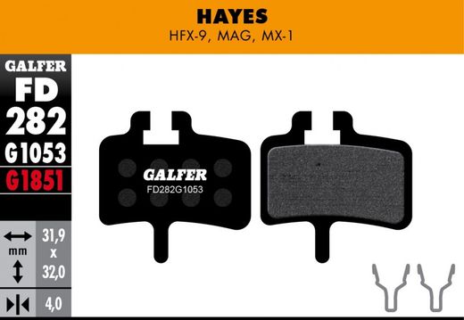 Plaquettes de frein HAYES HFX-9 - STANDARD, semi-métalliques, 1 paire