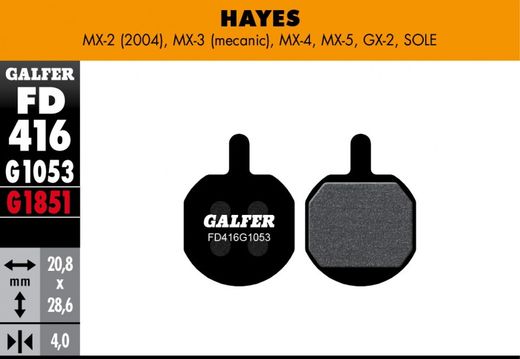 Plaquettes de frein HAYES MX - STANDARD, semi-métalliques, 1 paire