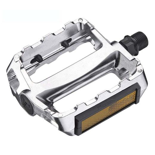 Jgo. Pedales aluminio monoblock mtb plataforma ancha plata