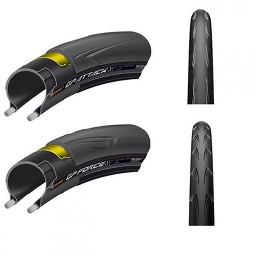 Jeu de 2 pneus continental attack et force iii 700x23 / 25c skin folding black