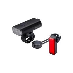 Kit de faróis dianteiros BBB "StrikeDuo 1600" + kit de faróis traseiros "Signal Pro" + controle remoto