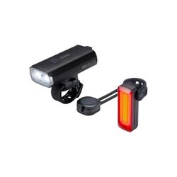 Kit de faróis dianteiros BBB "StrikeDuo 1600" + kit de faróis traseiros "Signal Pro" + controle remoto