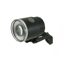 Luz delantera redonda para horquilla/portaequipajes - negro, con banda elástica para montaje en el manillar