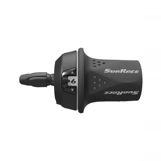 Manette GRIP SHIFT TSM 21 COMPATIBLE SHIMANO - 6 vitesses, droite, collier, avec indicateur de vitesse, noir