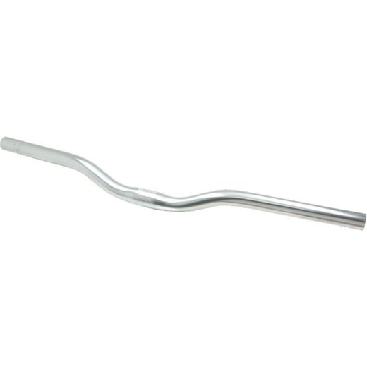 Manillar mtb / trekking doble altura 590mm / 15f / h.25mm alumbre. Plata