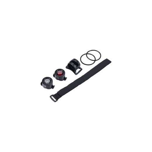 Miniluces delantera+trasera BBB "SpyCombo", a pilas, con soporte