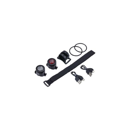 Miniluces delantera+trasera BBB "SpyComboUSB", recargable, con soporte