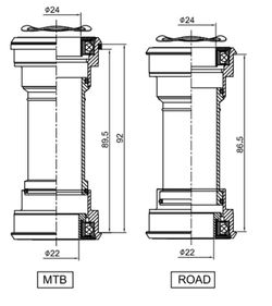 Pedalier PURE BB015 - BB86/BB92 FOR 24MM CRANKSETS (SHIMANO 24MM) + KIT GXP (SRAM 22/24MM)