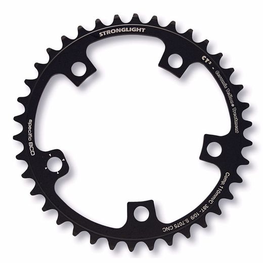 Assiette compacte stronglight ct2 adaptable campagnolo 9 / 10v noir 36 dents