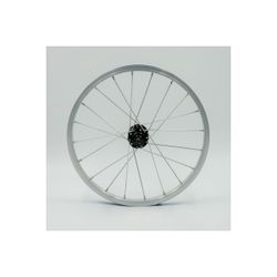 Roda dianteira de 16 polegadas, aro de alumínio, prata, parede simples, porcas