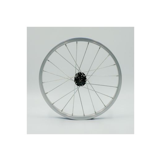 Roda dianteira de 16 polegadas, aro de alumínio, prata, parede simples, porcas