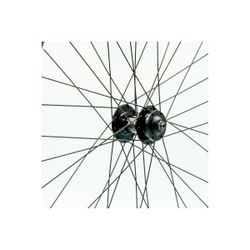 Rueda delantera 26", alum., negra, doble pared, disco 6 huecos, QR10