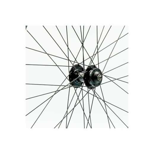 Rueda delantera 26", alum., negra, doble pared, disco 6 huecos, QR10