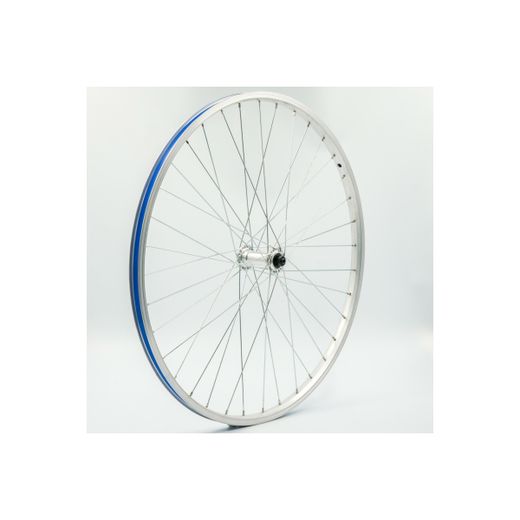 Rueda delantera 26", llanta alum., plata, pared simple, QR10
