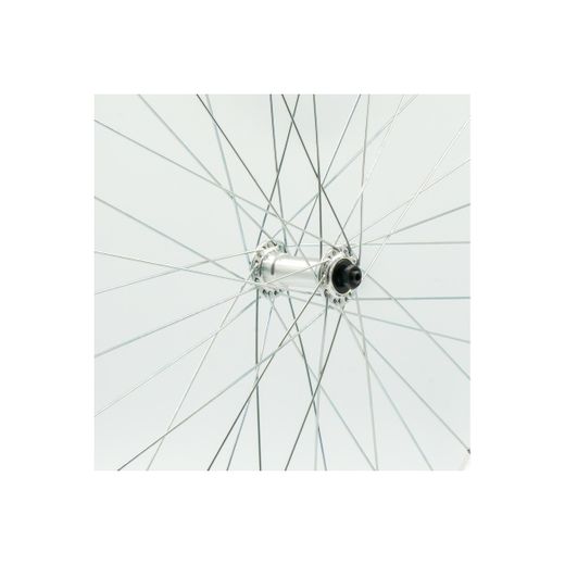 Rueda delantera 26", llanta alum., plata, pared simple, QR10