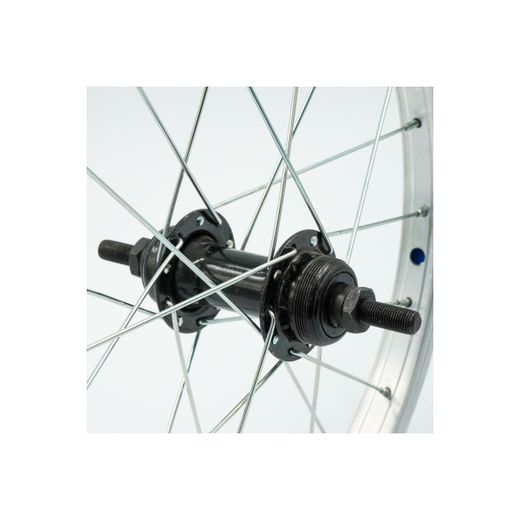 Roda traseira de 16 polegadas, roda livre, alumínio, prata, parede simples, porcas