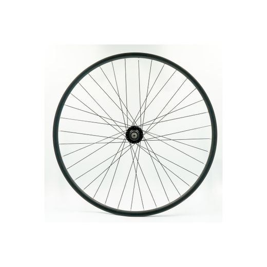 Rueda trasera 700BTT, alum, negra, doble pared, disco 6 huecos, QR10