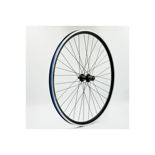 Rueda trasera 700C, llanta alum., negra, doble pared, QR10
