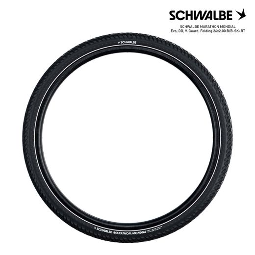 SCHWALBE MARATHON MONDIAL Evo, DD, V-Guard, Folding 26x2.00 B/B-SK+RT