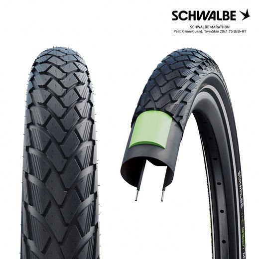 SCHWALBE MARATHON Perf, GreenGuard, TwinSkin 20x1.75 B/B+RT
