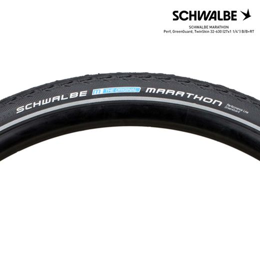 SCHWALBE MARATHON Perf, GreenGuard, TwinSkin 32-630 (27x1 1/4") B/B+RT