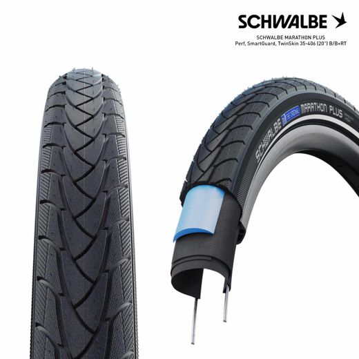 SCHWALBE MARATHON PLUS Perf, SmartGuard, TwinSkin 35-406 (20") B/B+RT