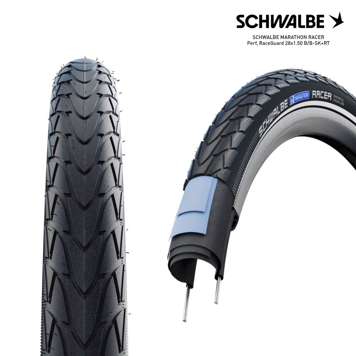 SCHWALBE MARATHON RACER Perf, RaceGuard 28x1.50 B/B-SK+RT — onVeló
