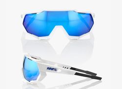 Speedtrap - matte white - hiper blue multilayer mirror lens
