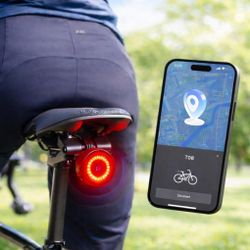 WALIO T08 TagLight Luz Trasera Inteligente para Bicicleta con Localizador Apple Find My – LED 300 m, IP65, USB-C, Antirrobo, Compatible iPhone