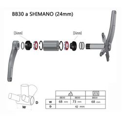 Casquet adaptador de Pedalier BB30 a Shimano 24mm Wheel Manufacturing